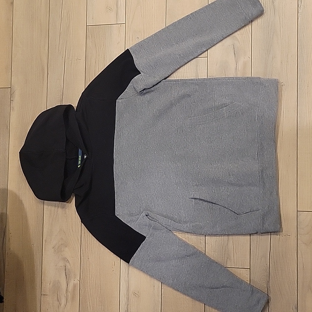 TEK Gear Ultrasoft Fleece Black & Gray Hooded Sweatshirt Size Large